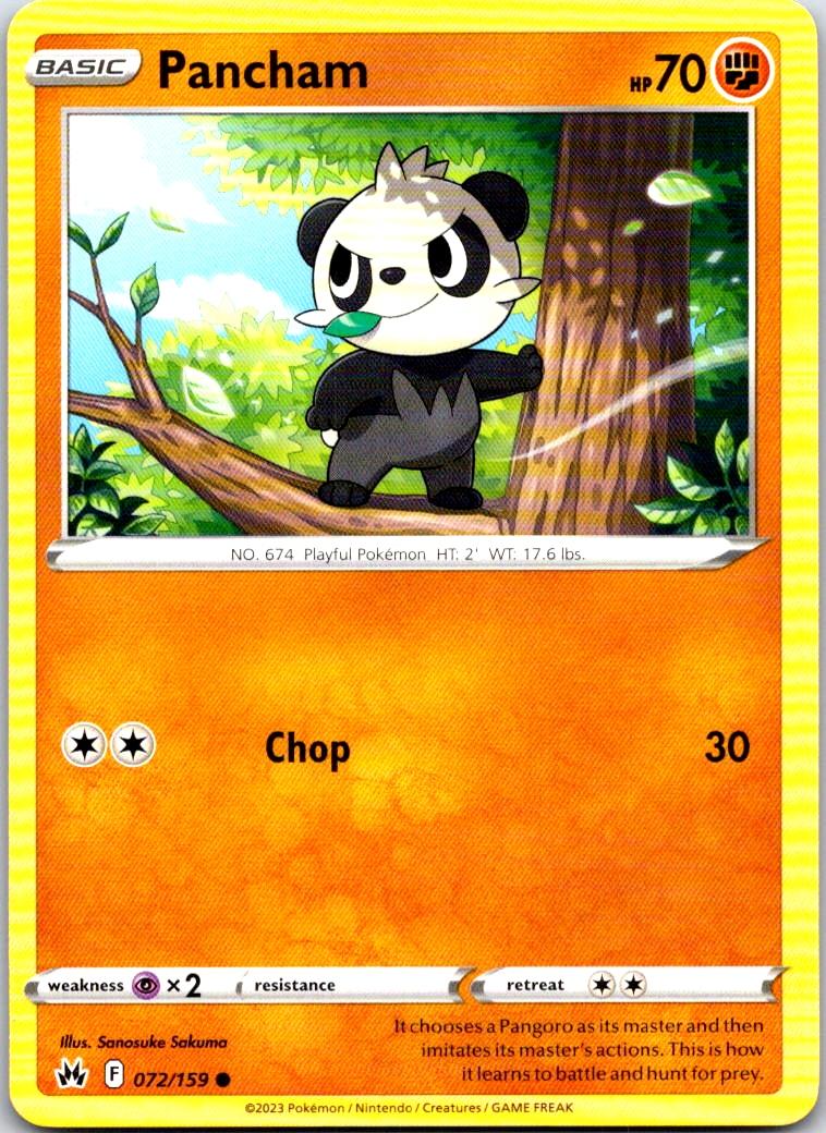 Pancham - 072/159 - - CROWN ZENITH - Pokemon - Common | AA104-43