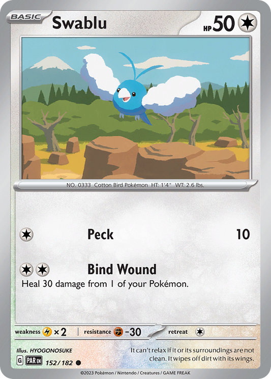 Swablu - 152/182 - Reverse Holo - PARADOX RIFT - Pokemon - Common | AA49-17
