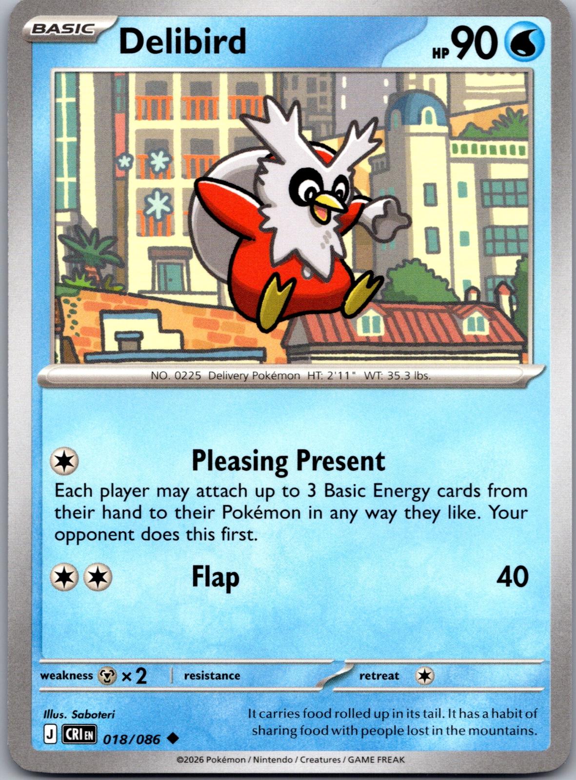 Delibird - 018/086 - - CHAOS RISING - Pokemon - Uncommon | AA83-10