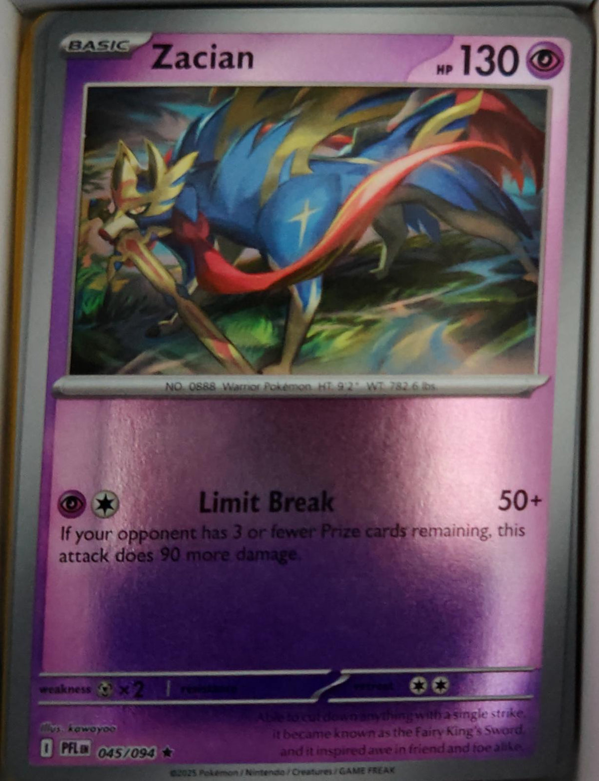 Zacian - 045/094 - Reverse Holo - PHANTASMAL FLAMES - Pokemon - Rare | AA56-16