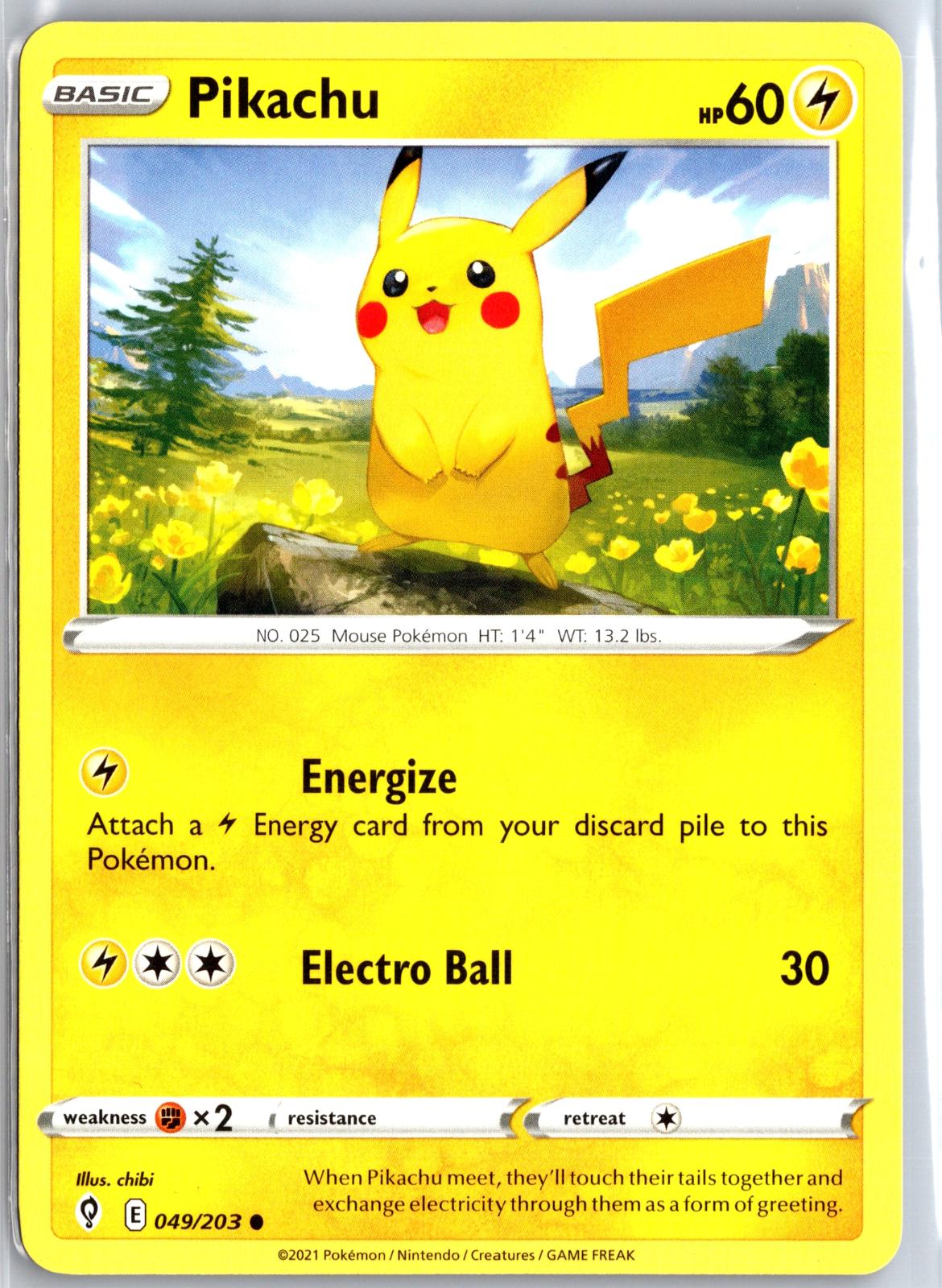 Pikachu - 049/203 - - EVOLVING SKIES - Pokemon - Common | AA99-19
