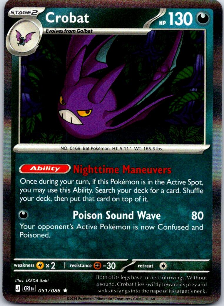 Crobat - 051/086 - Holo - CHAOS RISING - Pokemon - Rare | AA121-20