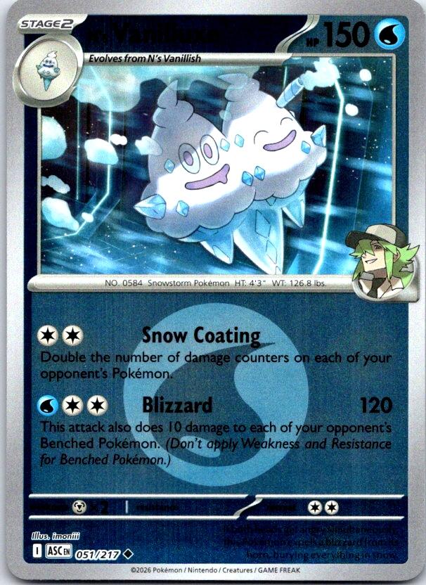 N's Vanilluxe (Energy Symbol Pattern) - 051/217 - Reverse Holo - ASCENDED HEROES - Pokemon - | AC27-35