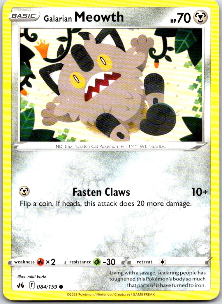 Galarian Meowth - 084/159 - - CROWN ZENITH - Pokemon - Common | AB11-48