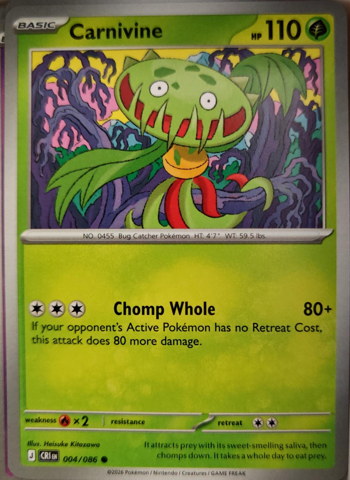 Carnivine - 004/086 - - CHAOS RISING - Pokemon - Common | AA08-83