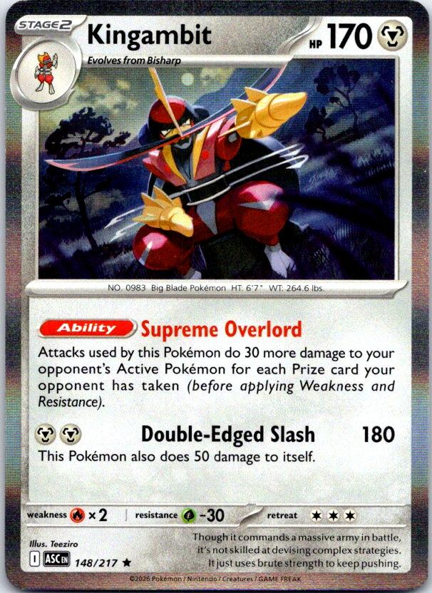 Kingambit - 148/217 - Holo - ASCENDED HEROES - Pokemon - Rare | AC25-23