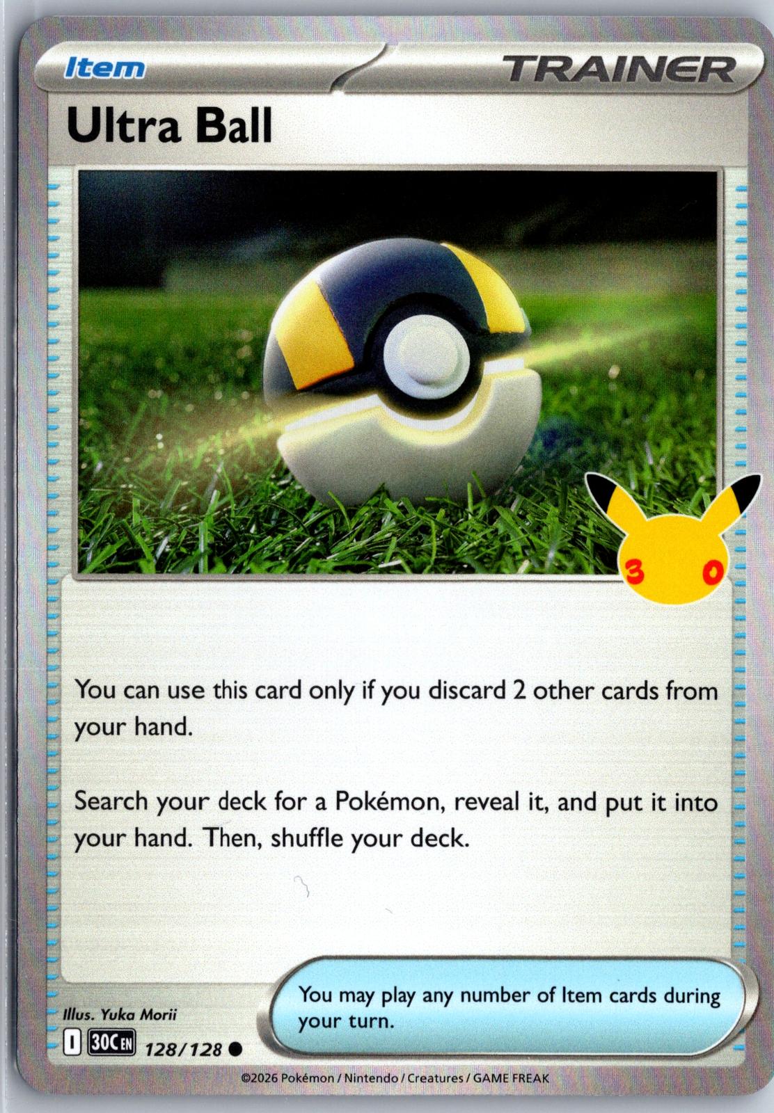 Ultra Ball - 128/128 - Holo - ME: 30TH CELEBRATION - Pokemon - Common | AA96-23