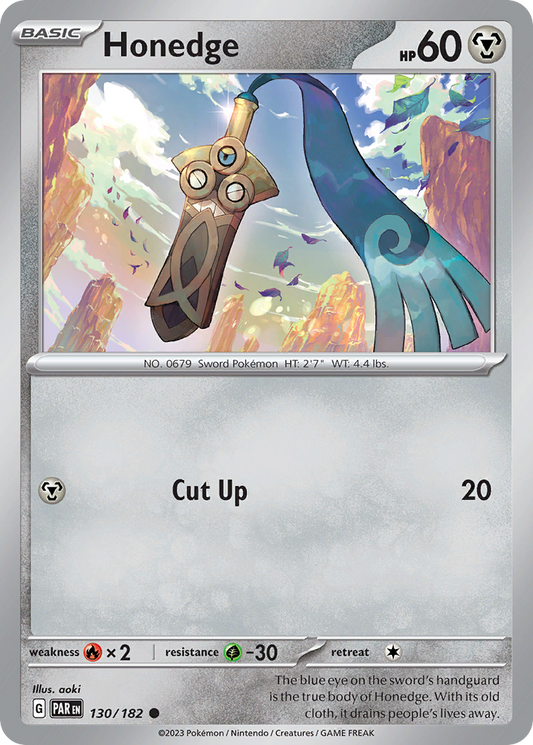 Honedge - 130/182 - - PARADOX RIFT - Pokemon - Common | AA48-98