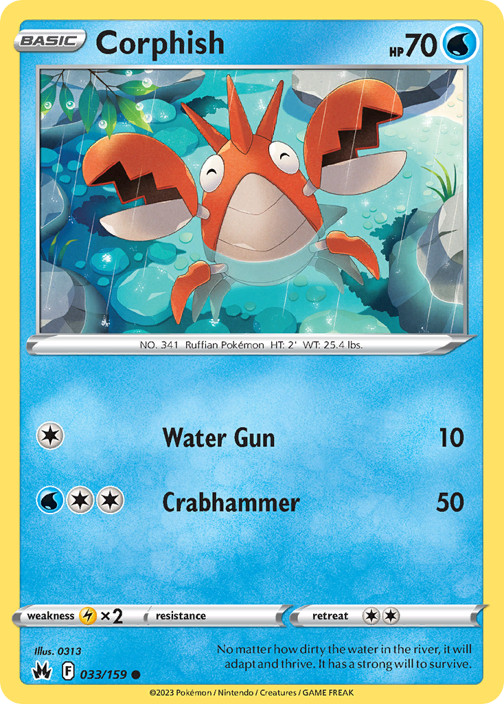 Corphish - 033/159 - - CROWN ZENITH - Pokemon - Common | AA101-4
