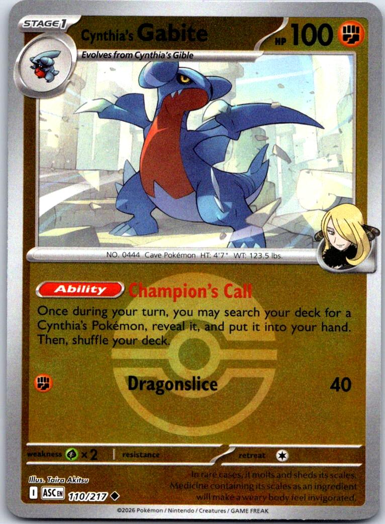 Cynthia's Gabite (Poke Ball) - 110/217 - Reverse Holo - ASCENDED HEROES - Pokemon - | AA131-27