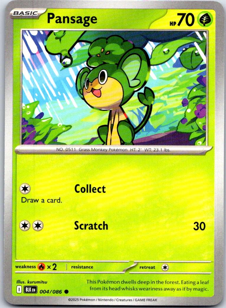 Pansage - 004/086 - - BLACK BOLT - Pokemon - Common | AA106-17