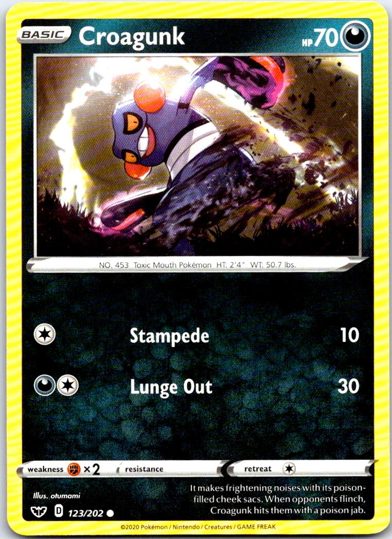 Croagunk - 123/202 - - SWORD & SHIELD - Pokemon - Common | AB77-24
