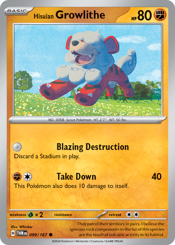 Hisuian Growlithe - 099/167 - Reverse Holo - TWILIGHT MASQUERADE - Pokemon - | AA75-34