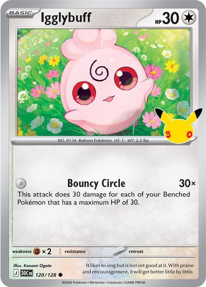 Igglybuff - 120/128 - Holo - ME: 30TH CELEBRATION - Pokemon - | AA98-20