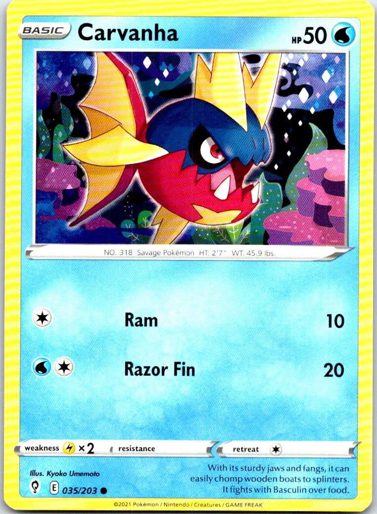 Carvanha - 035/203 - - EVOLVING SKIES - Pokemon - Common | AB37-12