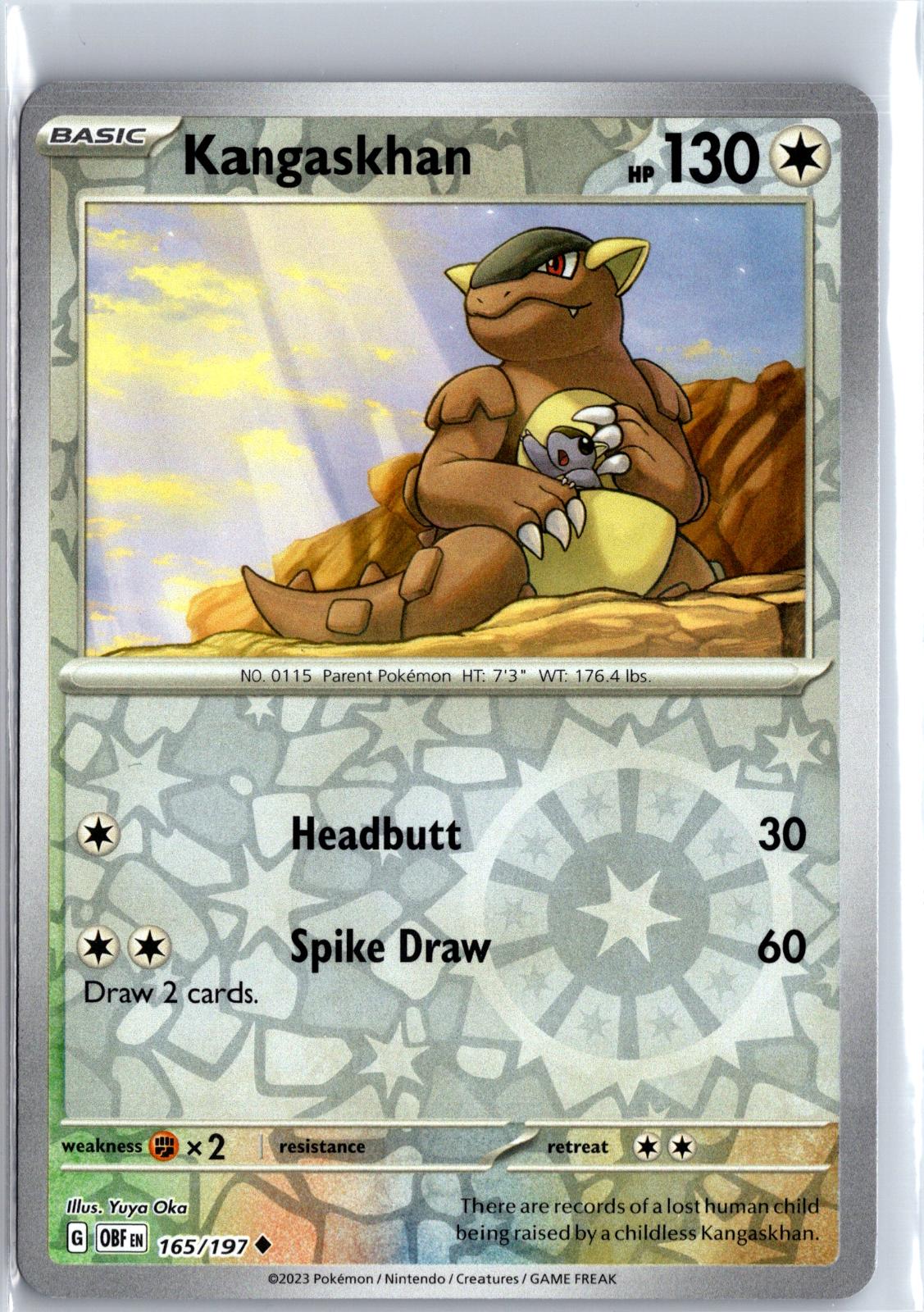 Kangaskhan - 165/197 - Reverse Holo - OBSIDIAN FLAMES - Pokemon - | AA129-11