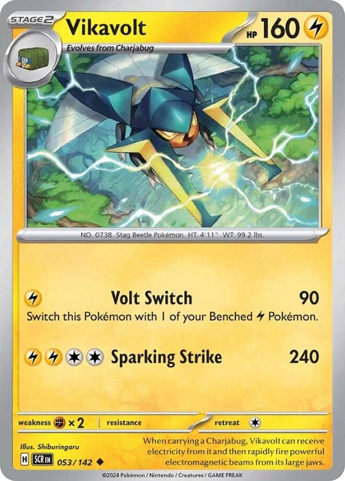 Vikavolt - 53/142 - Reverse Holo - STELLAR CROWN - Pokemon - Uncommon | AA04-32