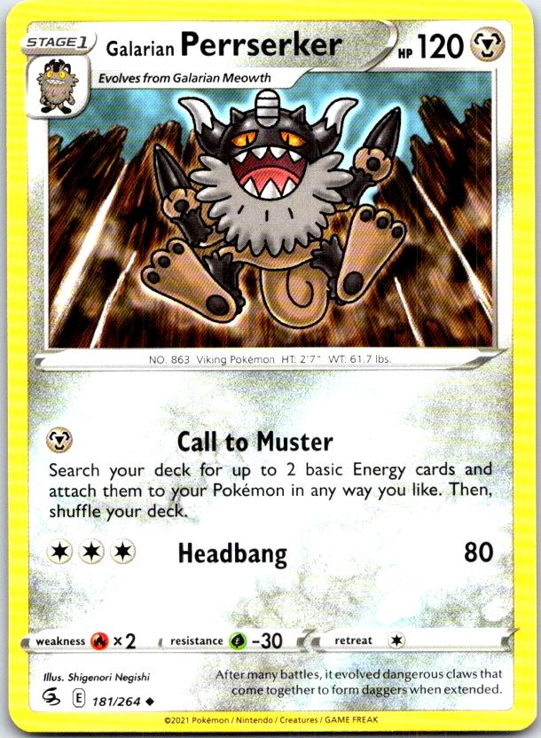 Galarian Perrserker - 181/264 - - FUSION STRIKE - Pokemon - Uncommon | AC06-37
