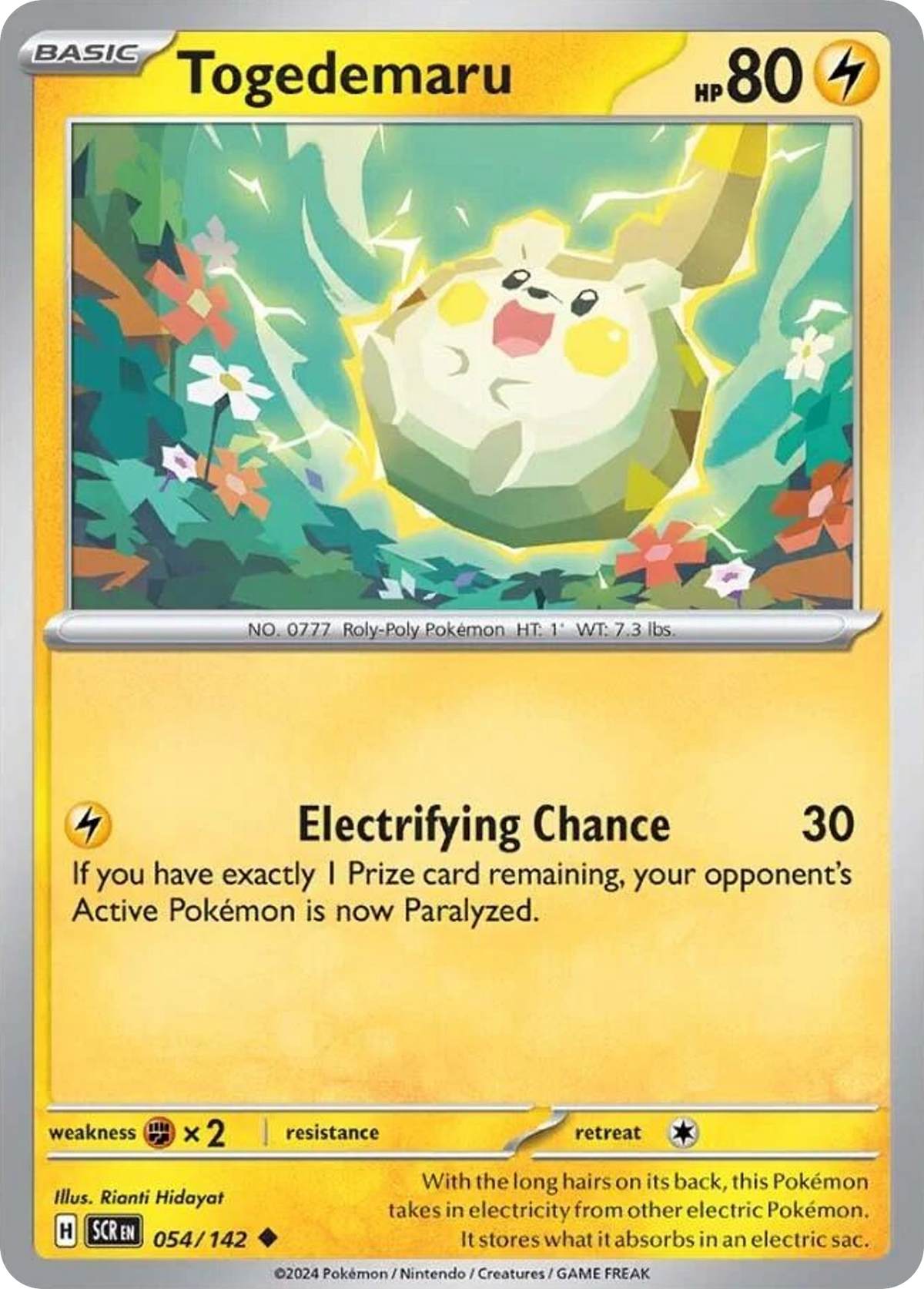 Togedemaru - 54/142 - - STELLAR CROWN - Pokemon - Uncommon | AA05-54