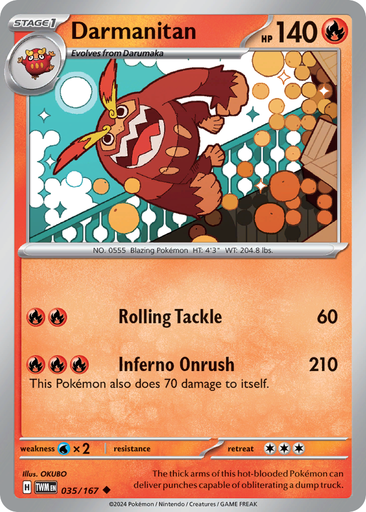 Darmanitan - 035/167 - Reverse Holo - TWILIGHT MASQUERADE - Pokemon - | AA75-23