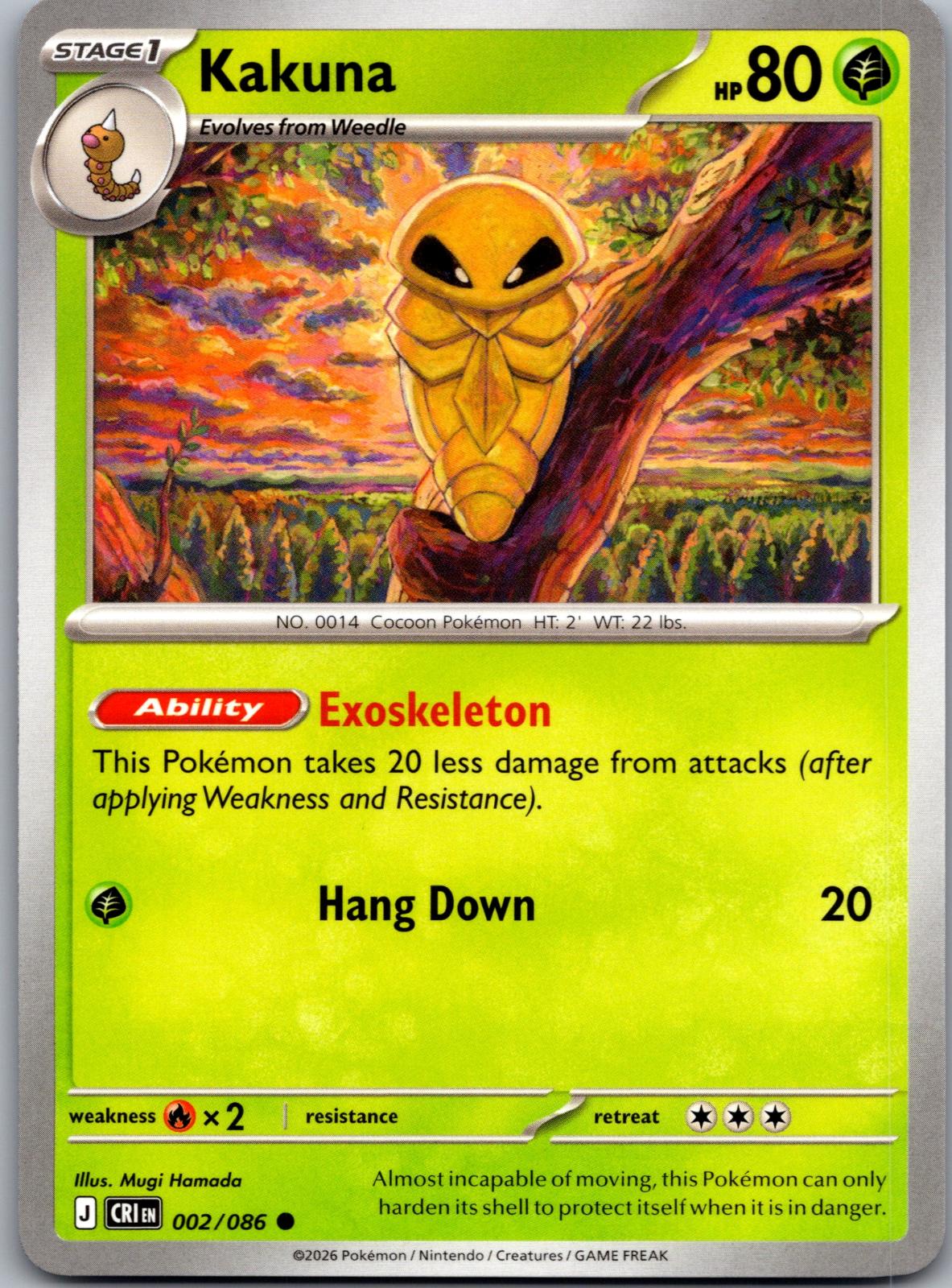 Kakuna - 002/086 - - CHAOS RISING - Pokemon - Common | AA78-46