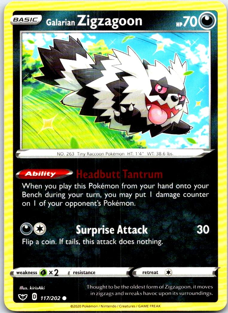 Galarian Zigzagoon - 117/202 - - SWORD & SHIELD - Pokemon - Common | AB65-20