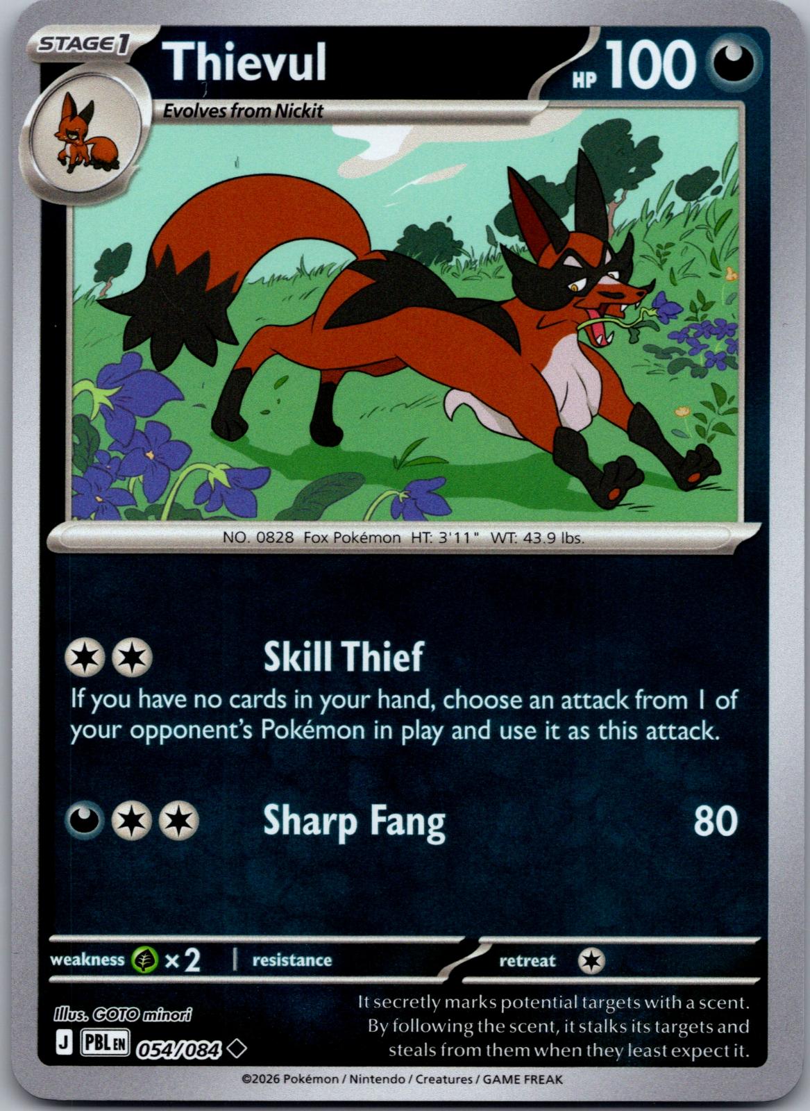 Thievul - 054/084 - Reverse Holo - PITCH BLACK - Pokemon - Uncommon | AA80-4