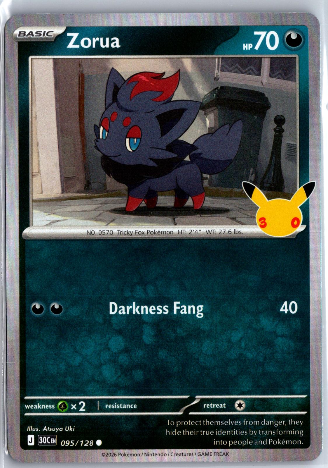 Zorua - 095/128 - Holo - ME: 30TH CELEBRATION - Pokemon - Common | AA98-17