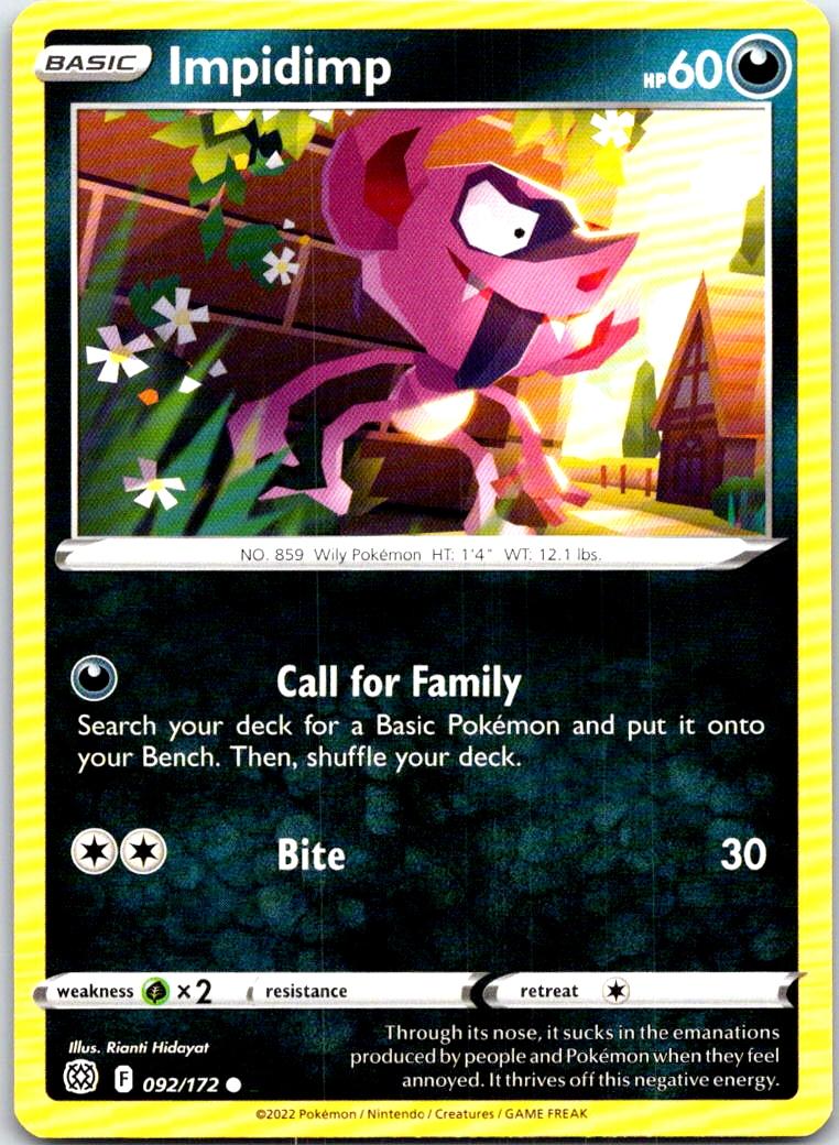 Impidimp - 092/172 - - BRILLIANT STARS - Pokemon - Common | AB53-15