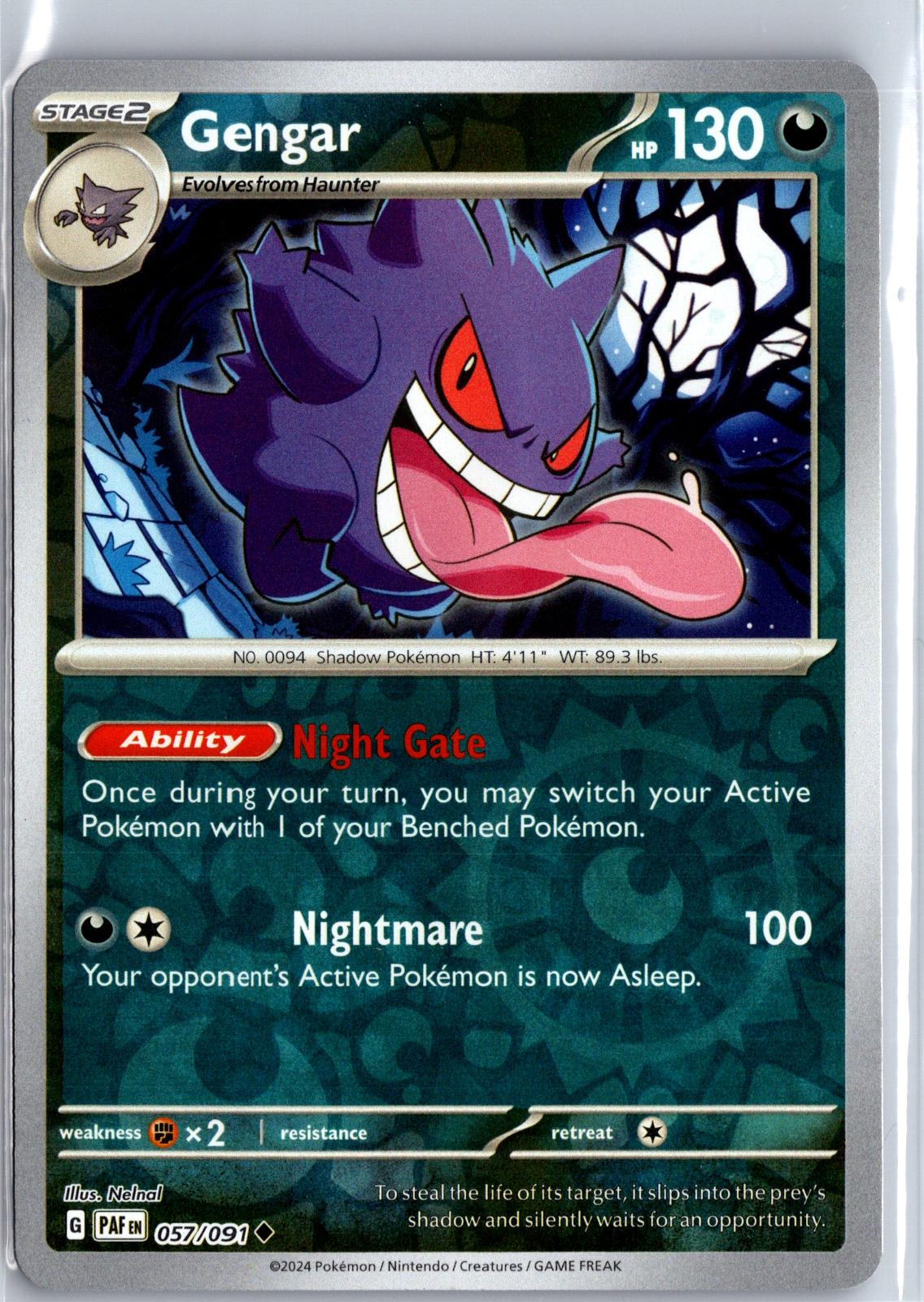 Gengar - 057/091 - Reverse Holo - PALDEAN FATES - Pokemon - Uncommon | AA130-42