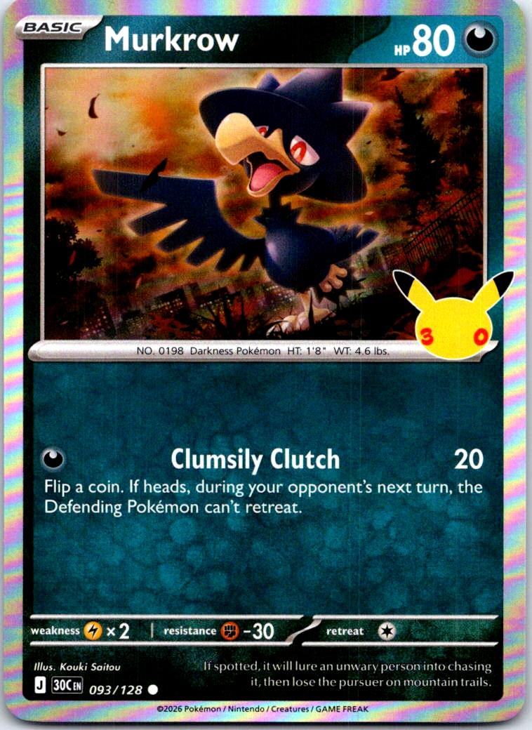Murkrow - 093/128 - Holo - ME: 30TH CELEBRATION - Pokemon - Common | AC31-10