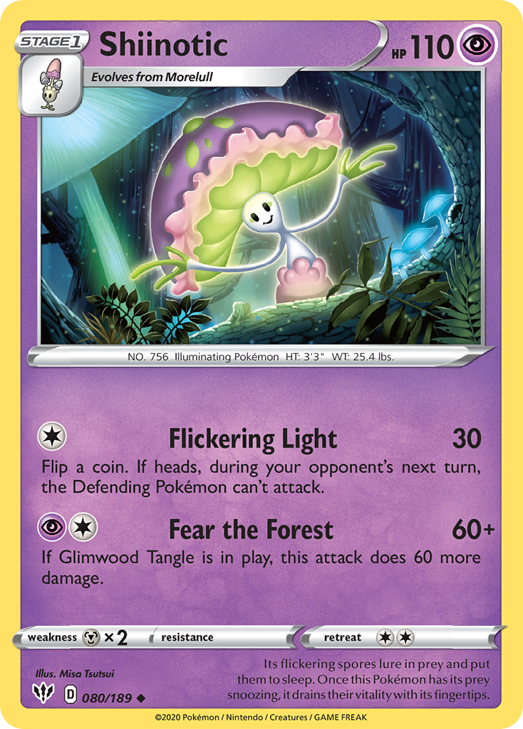 Shiinotic - 080/189 - - DARKNESS ABLAZE - Pokemon - Uncommon | AA90-27