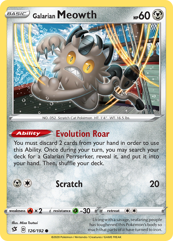 Galarian Meowth - 126/192 - Reverse Holo - REBEL CLASH - Pokemon - | AA115-6