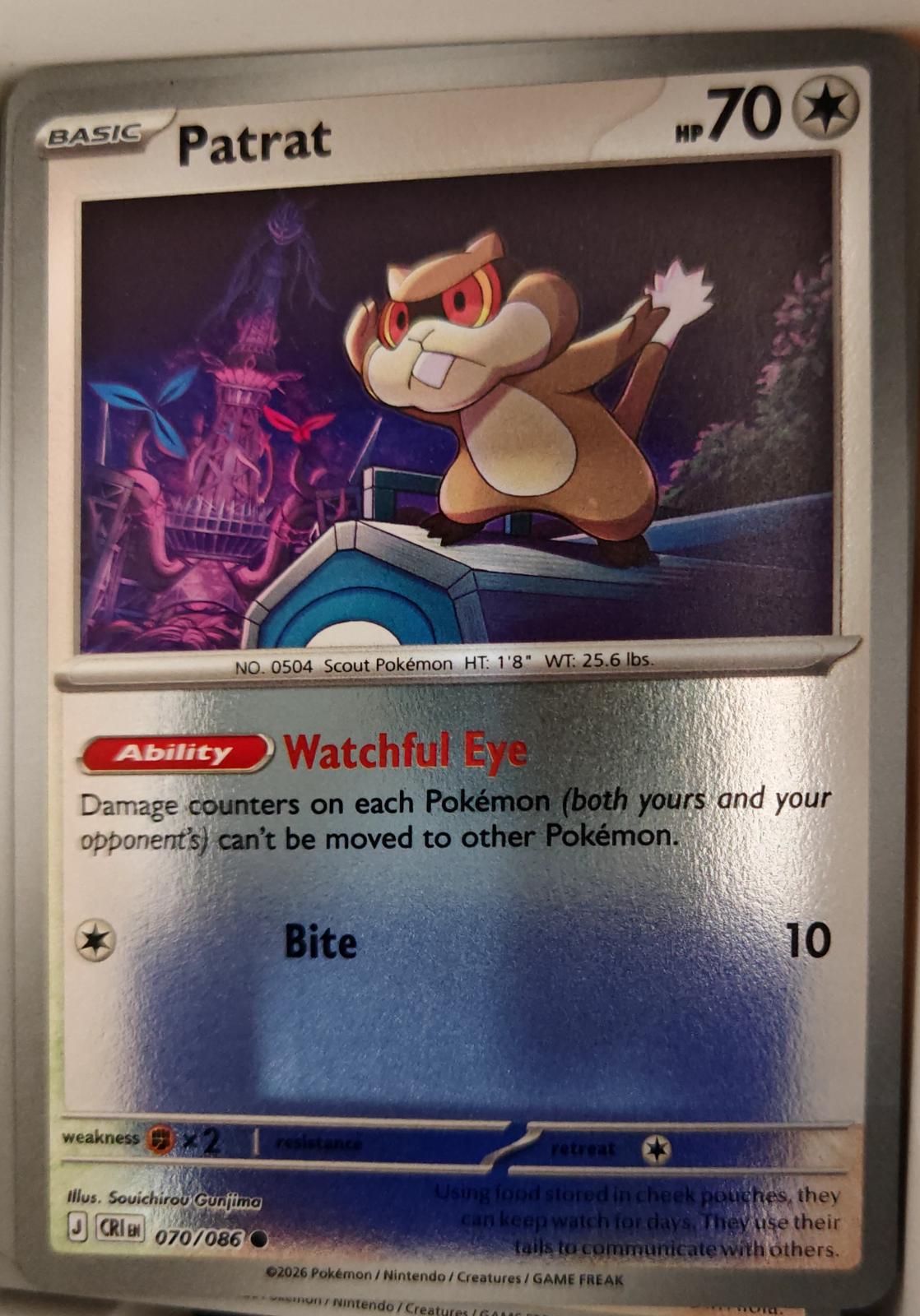 Patrat - 070/086 - Reverse Holo - CHAOS RISING - Pokemon - Common | AA18-90