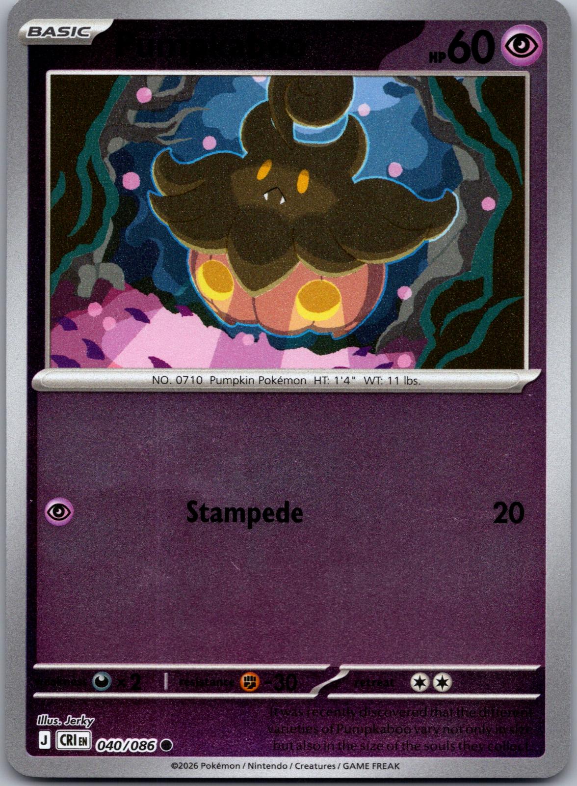 Pumpkaboo - 040/086 - Reverse Holo - CHAOS RISING - Pokemon - Common | AA80-48