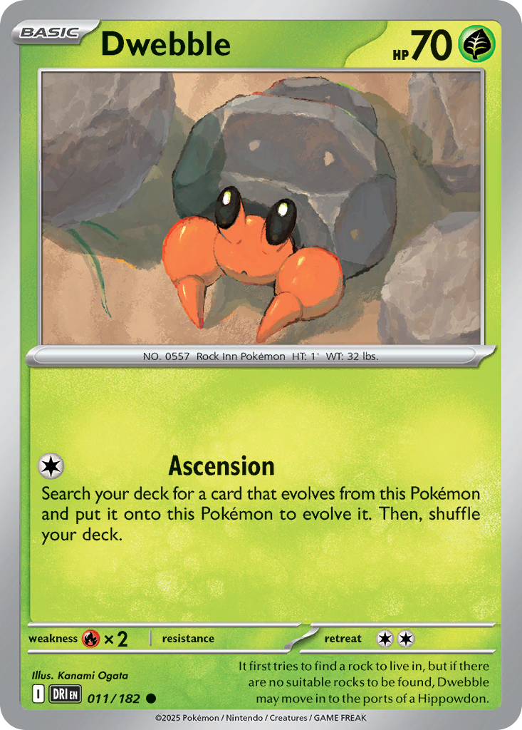 Dwebble - 011/182 - Reverse Holo - DESTINED RIVALS - Pokemon - Common | AA19-50