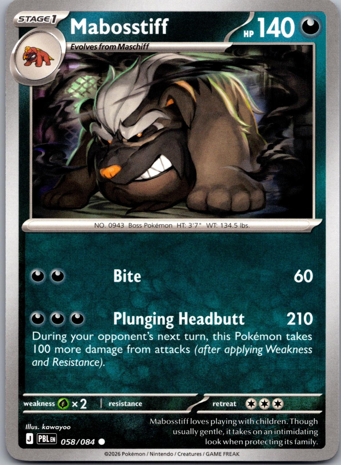 Mabosstiff - 058/084 - - PITCH BLACK - Pokemon - Common | AA78-12