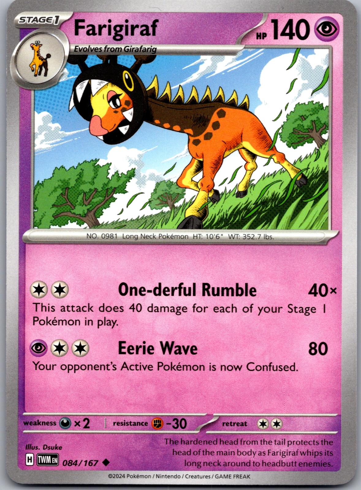 Farigiraf - 084/167 - - TWILIGHT MASQUERADE - Pokemon - Uncommon | AA88-45