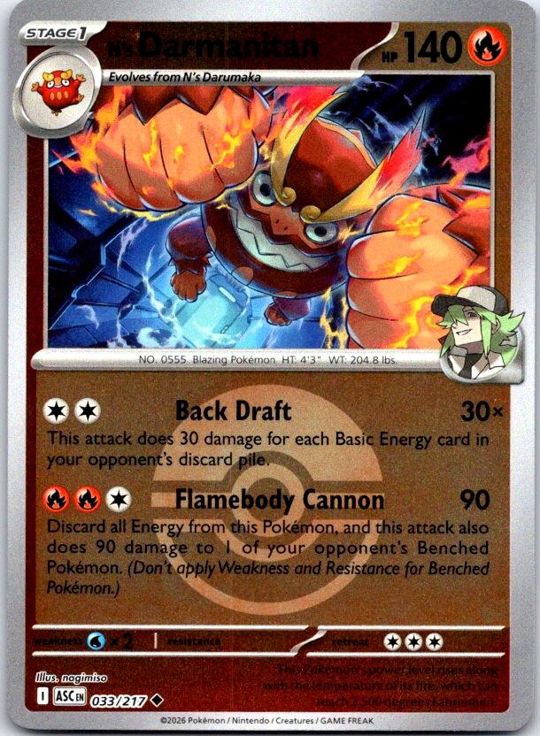 N's Darmanitan (Poke Ball) - 033/217 - Reverse Holo - ASCENDED HEROES - Pokemon - | AC26-30