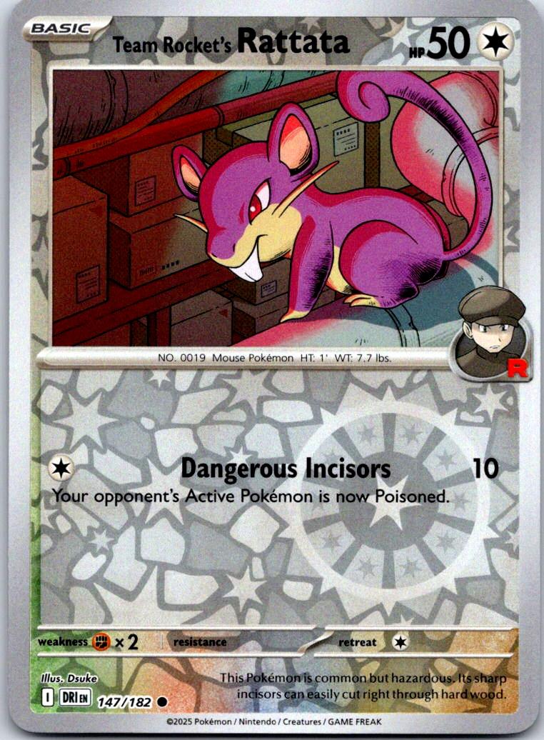 Team Rocket's Rattata - 147/182 - Reverse Holo - DESTINED RIVALS - Pokemon - | AA123-10