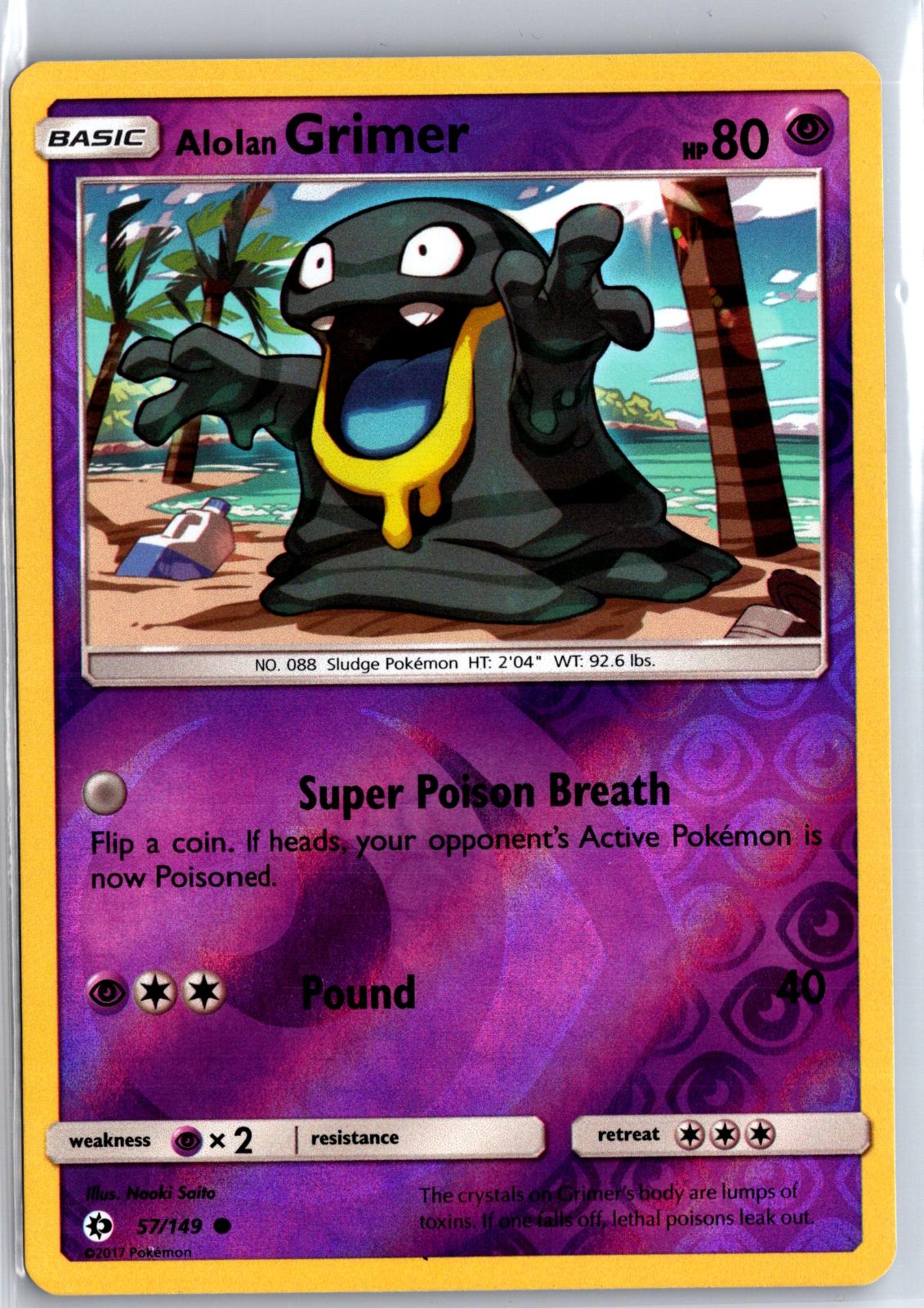 Alolan Grimer - 57/149 - Reverse Holo - SM BASE SET - Pokemon - | AA130-14