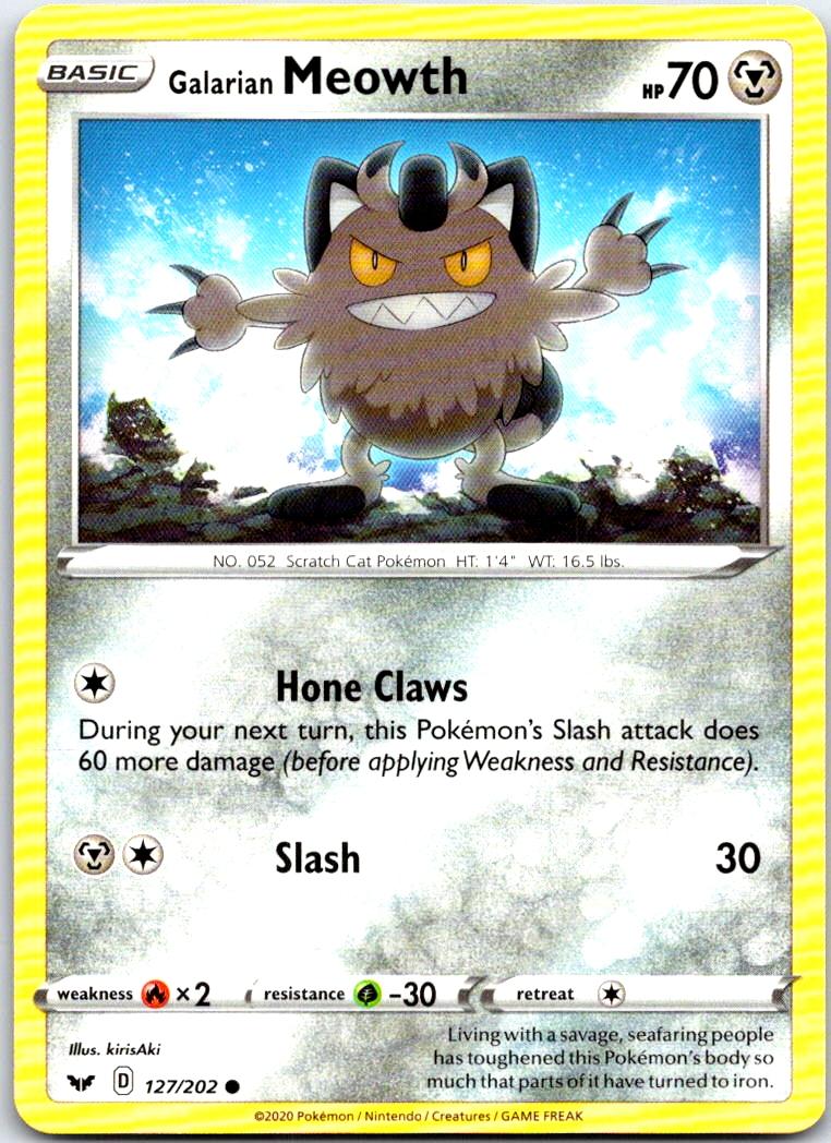 Galarian Meowth - 127/202 - - SWORD & SHIELD - Pokemon - Common | AB77-4