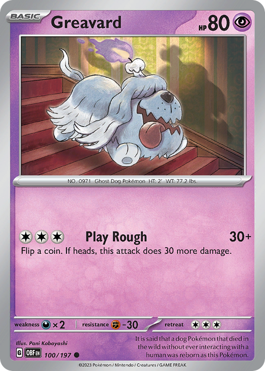 Greavard - 100/197 - - OBSIDIAN FLAMES - Pokemon - Common | AA12-82