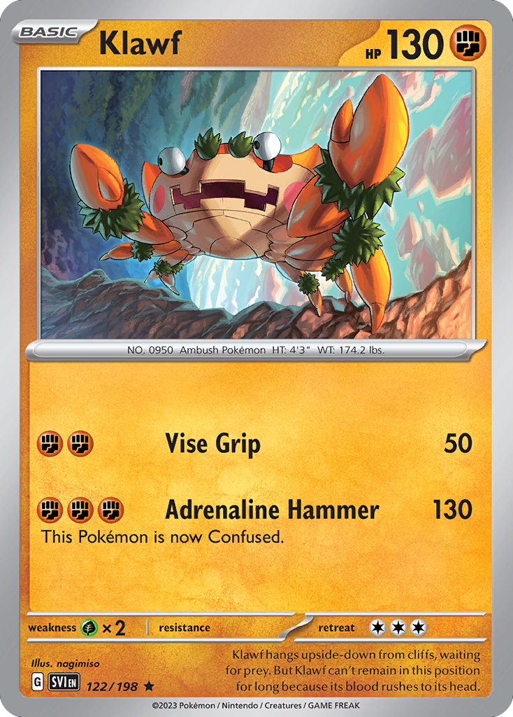 Klawf - 122/198 - Reverse Holo - SCARLET & VIOLET - Pokemon - Rare | AA72-21