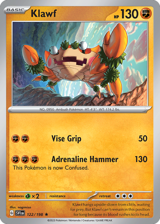 Klawf - 122/198 - Reverse Holo - SCARLET & VIOLET - Pokemon - Rare | AA72-21