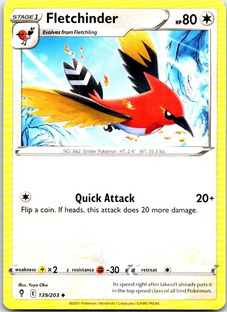 Fletchinder - 139/203 - - EVOLVING SKIES - Pokemon - Uncommon | AB37-39