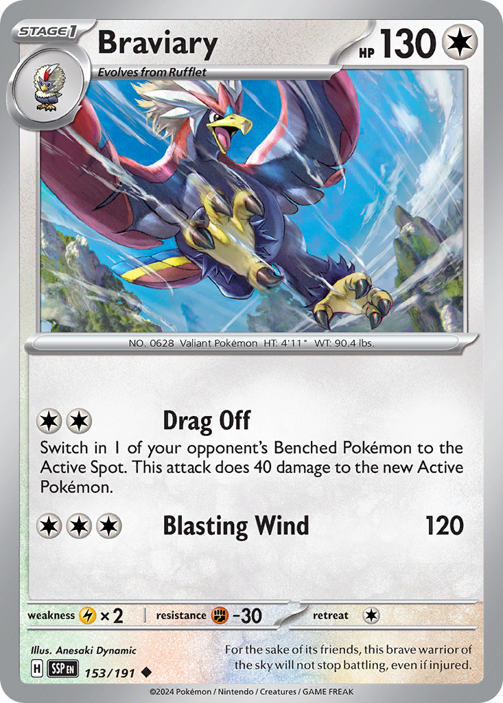 Braviary - 153/191 - - SURGING SPARKS - Pokemon - Uncommon | AA48-10
