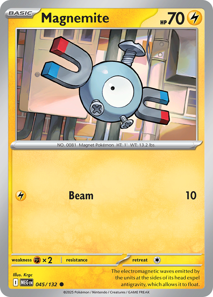 Magnemite - 045/132 - Reverse Holo - MEGA EVOLUTION - Pokemon - Common | AA20-21