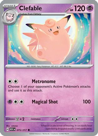 Clefable - 075/217 - - ASCENDED HEROES - Pokemon - Uncommon | AA11-66