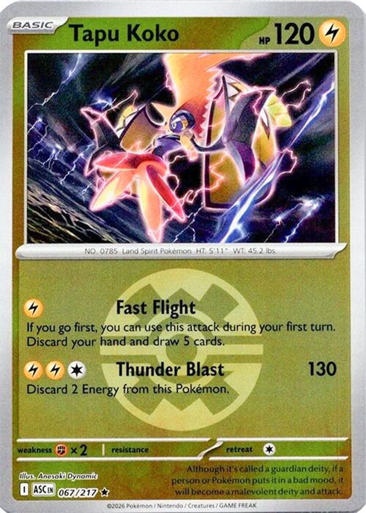 Tapu Koko (Quick Ball) - 067/217 - Reverse Holo - ASCENDED HEROES - Pokemon - | AA19-83